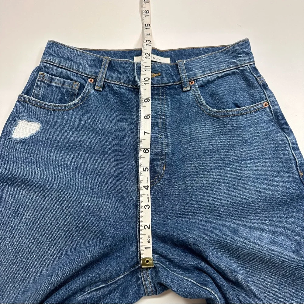 PacSun Medium Wash Blue Distressed High Rise Straight Leg Ankle Jeans Size 24 - Picture 9 of 10